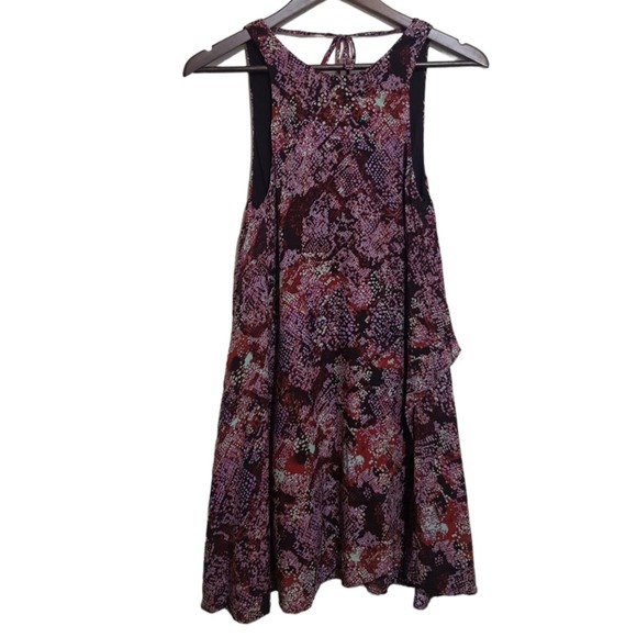 UO Silence + Noise Angel Purple Printed Floral Tulip Hem Swing Dress Size XS - Picture 5 of 14